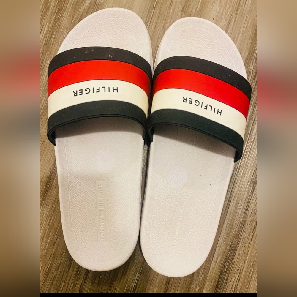 EUC TOMMY HILFIGER MEN'S EARTHY SLIDES